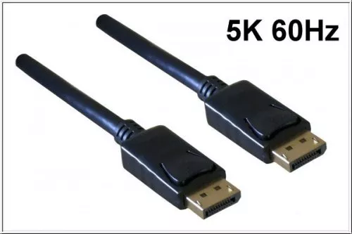 DisplayPort cable, 2x DP male, VESA standardized, version 1.3, 5K3K, black, length 2.00m, DINIC polybag