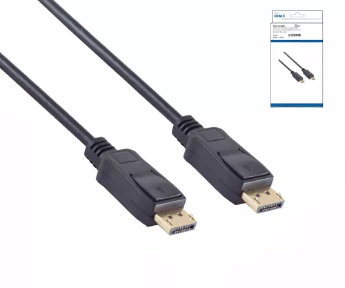 DisplayPort 1.4 Kabel, 2x DP Stecker, 8K, Box, 1m Unterstützung 8K/60Hz, 32.4GbpS, schwarz DisplayPort 1.4 Kabel, 2x DP Stecker, 8K, Box, 1m Unterstützung 8K/60Hz, 32.4GbpS, schwarz