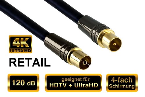 120dB premium antennekabel coax-stik til stik, DINIC Dubai Range, sort, DINIC-blister, længde 5,00 m