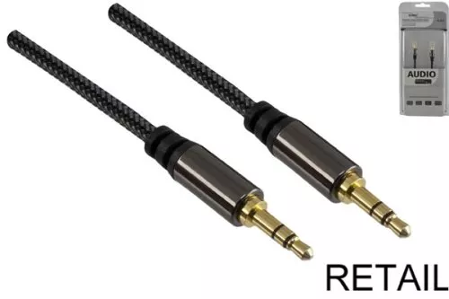 Premium Audio Cable 3,5mm Stereo jack male to male, Dubai Range, gold plated pins, black, 2,00m