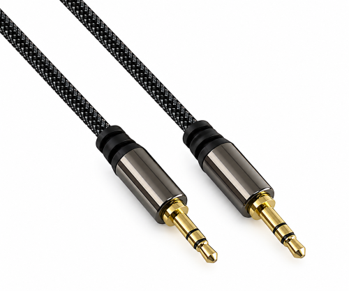 Cablu audio premium 3,5 mm jack masculin la masculin, negru, cutie DINIC cu gaură Euro, lungime 5 m