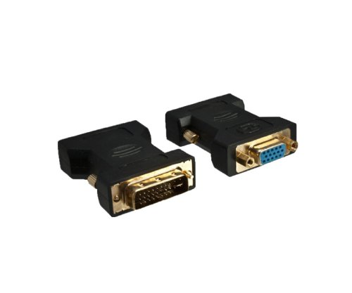 DINIC-skärmadapter DVI-I-kontakt till VGA-uttag, svart, DINIC-låda med eurohål