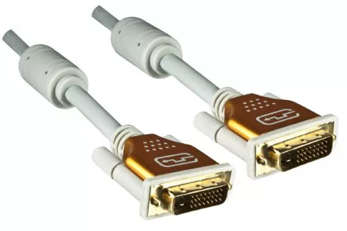 DVI-Digital Dual Link kábel, 24+1 hímről hímre, aranyozott érintkezőkkel, többszörösen árnyékolt, szürke, hossza 10,00 m, buborékcsomagolásban