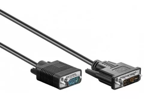 Cable DVI-I 12+5 male to 15pin HD male, 2-fold shielded, black, length 3.00m, blister pack