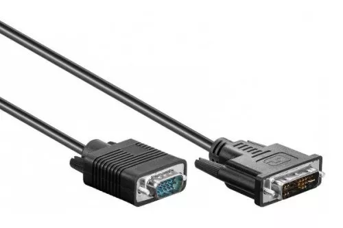 DVI-I 12+5 moški s 15-pinskim HD moškim kablom, dvosmerno zaščiten, črn, DINIC blister, dolžina 3,00 m