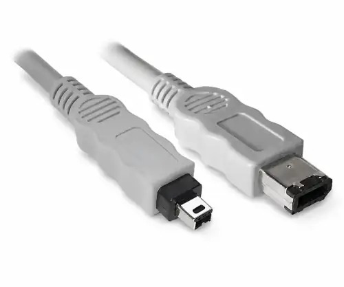 FireWire Kabel 6 polig auf 4 polig Stecker, 1,00m Anschlusskabel IEEE 1394, grau