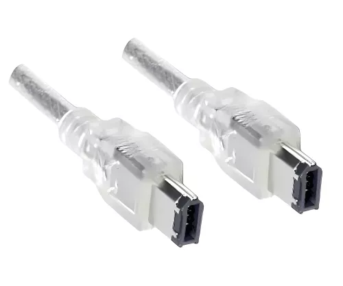 FireWire cable 6-pin plug to plug, 10.00m connection cable IEEE 1394a, transparent