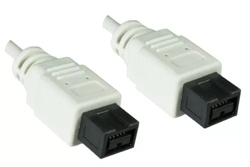 FireWire Kabel 9 polig Stecker auf Stecker, Anschlusskabel IEEE 1394b, weiß, 2,00m