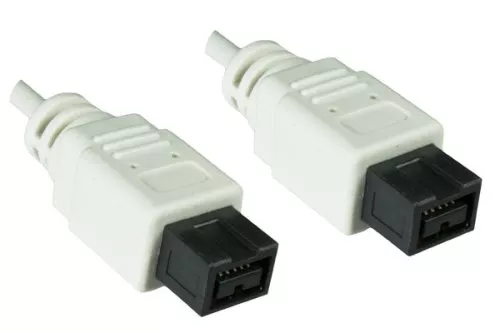 FireWire kabel 9-polige stekker naar stekker, aansluitkabel IEEE 1394b, wit, 2,00m