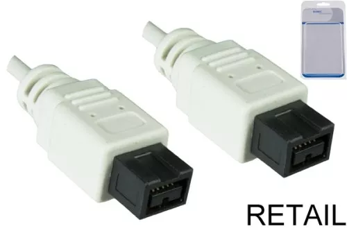 Cabo FireWire de 9 pinos ficha a ficha, cabo de ligação IEEE 1394b, branco, 4,00m