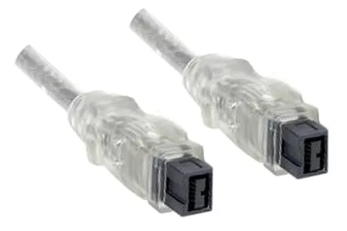 FireWire Cable 9pin male to male, transparent, 4,00m