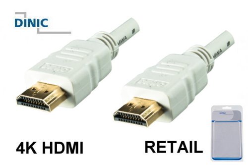 HDMI cable 19-pin A to A male, high speed, ethernet channel, 4K2K@60Hz, white, length 2,00m, blister