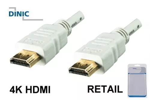 HDMI-kabel 19-pens A naar A plug, hoge snelheid, Ethernet-kanaal, 4K2K@60Hz, wit, lengte 2,00m, blisterverpakking