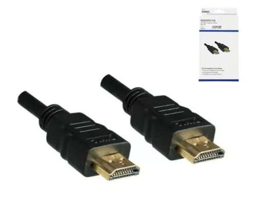 HDMI kabelis 19-pin A uz A kontaktdakšu, ātrgaitas, Ethernet kanāls, 4K2K@60Hz, melns, garums 3,00 m, DINIC kaste