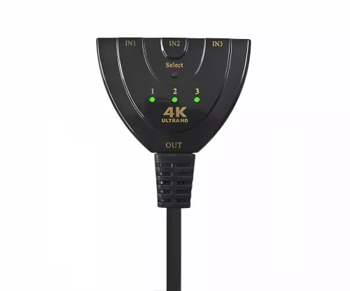 Umschaltbox automatisch 3 auf 1 HDMI, DINIC Box 3 Geräte mit HDMI Anschluss an z.B. 1 Fernsehgerät, DINIC Box mit Euroloch