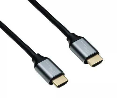 Cavo HDMI 2.1, 2x spina alloggiamento in alluminio, 1m 48Gbps, 4K@120Hz, 8K@60Hz, 3D, HDR, DINIC Polybag