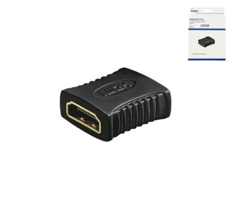 DINIC HDMI adapter A aljzatról A aljzatra, aranyozott érintkezők, fekete DINIC doboz Euro lyukkal