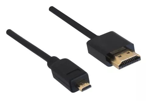 HDMI Kabel A Stecker auf micro HDMI (D) Stecker, schwarz, Länge 2,00m, Blister