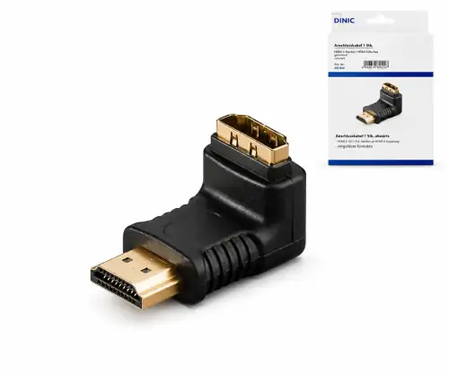 DINIC-adapter, HDMI A-stekker naar A-contact schuin, zwart, DINIC-box met Euro-gat
