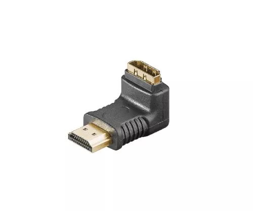 DINIC-adapter, HDMI A-kontakt till A-kontakt vinklad, svart