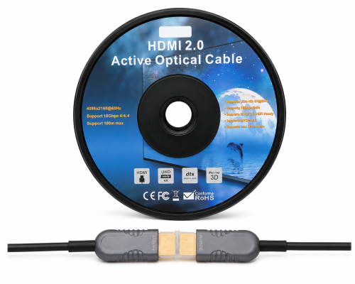 HDMI 2.0 AOC Glasfaserkabel A Stecker auf Stecker, aktiv, 4K@60Hz 18Gbp, schwarz, Länge 30,00m