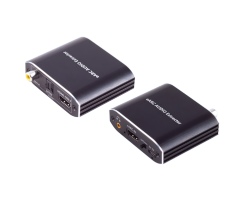 HDMI Audio eARC Extractor, schwarz, Metall inkl. USB Stromkabel, DINIC Box