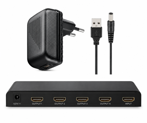 HDMI-splitter 1 naar 4 (4K @ 30 Hz) max. resolutie 4K/30Hz (3840x2160) UHD, DINIC Box