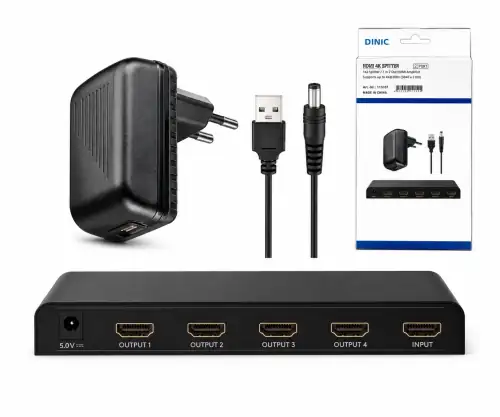 HDMI-Splitter 1 auf 4 (4K @ 30 Hz) max. Auflösung 4K/30Hz (3840x2160) UHD, DINIC Box