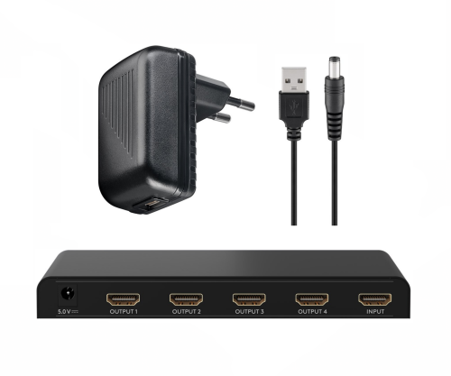 HDMI Splitter 1 to 4 (4K @ 30 Hz) max. resolution 4K/30Hz (3840x2160) UHD, DINIC Box
