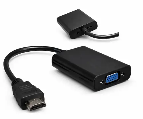 HDMI Adapter Typ A 19pol Stecker auf VGA Buchse, mit Audio-Buchse, schwarz, DINIC Polybag