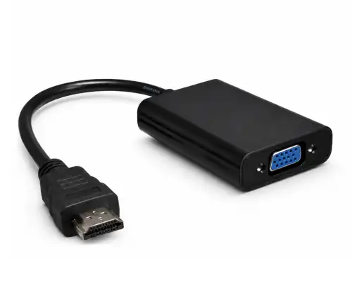 HDMI Adapter Typ A 19pol Stecker auf VGA Buchse, mit Audio-Buchse, schwarz, DINIC Polybag