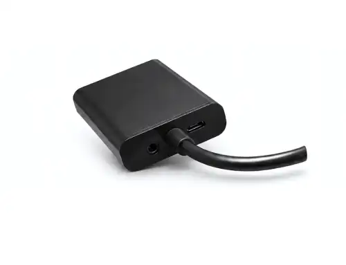 HDMI Adapter Typ A 19pol Stecker auf VGA Buchse, mit Audio-Buchse, schwarz, DINIC Polybag