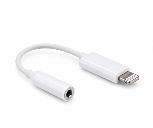 DINIC Lightning auf 3,5mm Klinke Adapter Aux Audio, für Kopfhörer, weiß, DINIC Box mit Euroloch