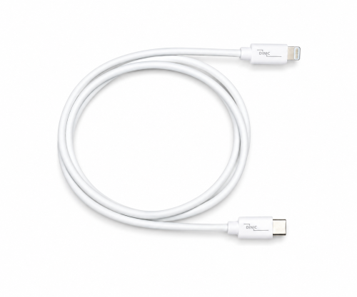 USB C auf Lightning Kabel, MFi, MFi zertifiziert, Sync- und Schnellladekabel, weiß, DINIC Box mit Euroloch, 0,5m