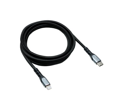 USB C ja Lightning HQ kaabel, MFi sertifitseeritud, sünkroonimis- ja kiirlaadimiskaabel, must, DINIC karp euroauguga, 1m