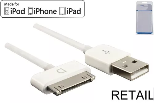 iPhone/iPad/iPod dock cable, 0.5m MFI certified, white