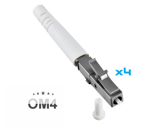 Cabo exterior FO OM4, 50µ, conetor LC/LC 4G, U-DQ(ZN)BH, 4 fibras, preto, 100m