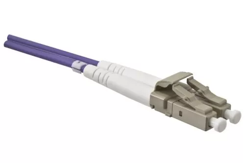 FO cable OM4, 50µ, LC / LC connector multimode, ericaviolet, duplex, LSZH, 100m