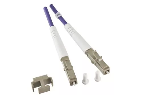 FO cable OM4, 50µ, LC / LC connector multimode, ericaviolet, duplex, LSZH, 20m