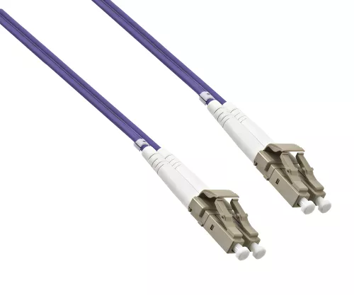 Fiberoptisk kabel OM4, 50µ, LC / LC-stik multimode, eric violet, duplex, LSZH, 2m