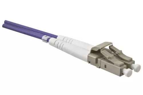 FO cable OM4, 50µ, LC / LC connector multimode, ericaviolet, duplex, LSZH, 2m