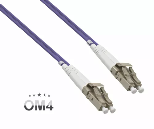 Fibre optic cable OM4, 50µ, LC / LC connector multimode, eric violet, duplex, LSZH, 2m