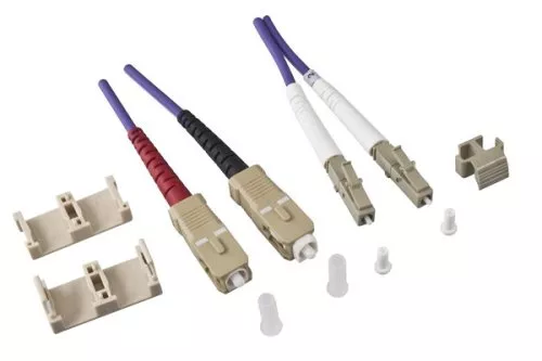 Cablu de fibră optică OM4, 50µ, conector LC / SC multimodal, violet eric, duplex, LSZH, 1m