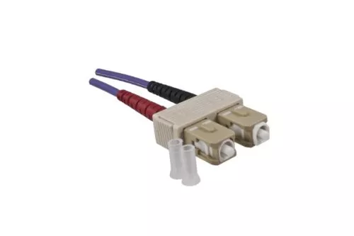 FO cable OM4, 50µ, SC/SC multimode, 10m SC male/male, duplex, LSZH, ericaviolet