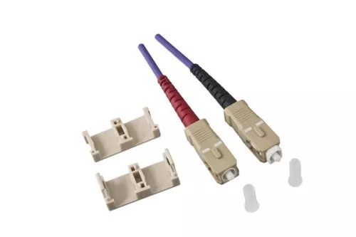 FO cable OM4, 50µ, SC/SC multimode, 10m SC male/male, duplex, LSZH, ericaviolet