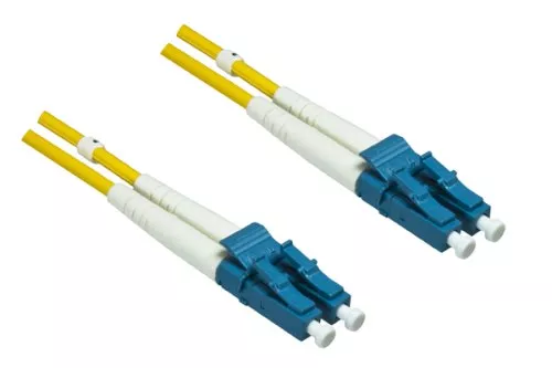 FO cable OS1, 9µ, LC / LC connector, single mode, duplex, yellow, LSZH, 15m