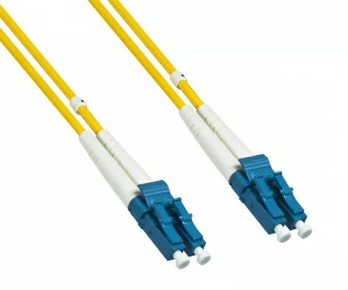 Fibre optic cable OS1, 9µ, LC / LC connector, single mode, duplex, LSZH, yellow, DINIC polybag, length 2m