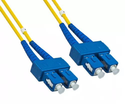 Fibre optic cable OS1, 9µ, SC / SC connector, single mode, duplex, yellow, LSZH, 20m