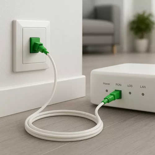 Anschlusskabel für Glasfaser-Router, Simplex, OS2, LC/APC 8° auf LC/APC 8°, weiß, Länge 10m