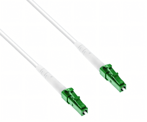 Anslutningskabel för fiberoptisk router, simplex, OS2, LC/APC 8° till LC/APC 8°, vit, längd 2m